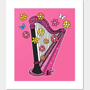 Mothers Day Harp Mom Female Harpist Posters and Art